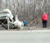 На трассе М-52 в районе Ложков ВАЗ-2112 из Барнаула перевернулся и вылетел в кювет