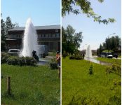 Видео: Фонтан воды вырвался из гидранта напротив пожарной части в Бердске