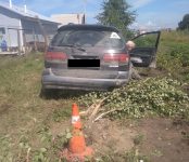 Пьяный на «Калдине» уничтожил кустарники на улице Защитников Отечества в Бердске